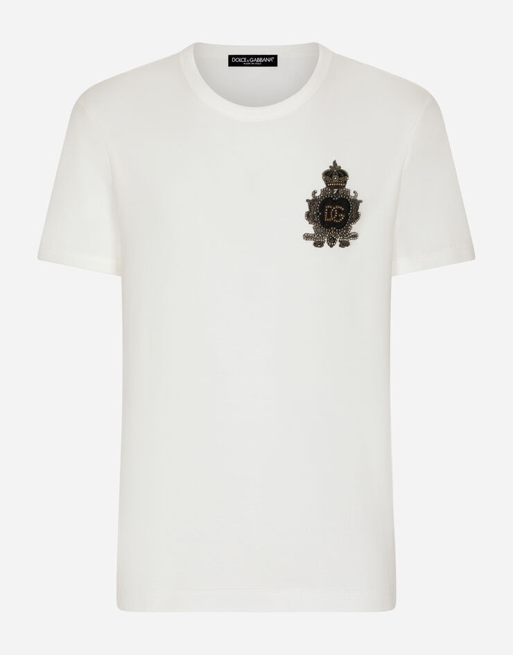 Cotton T-shirt with heraldic DG logo patch - 1