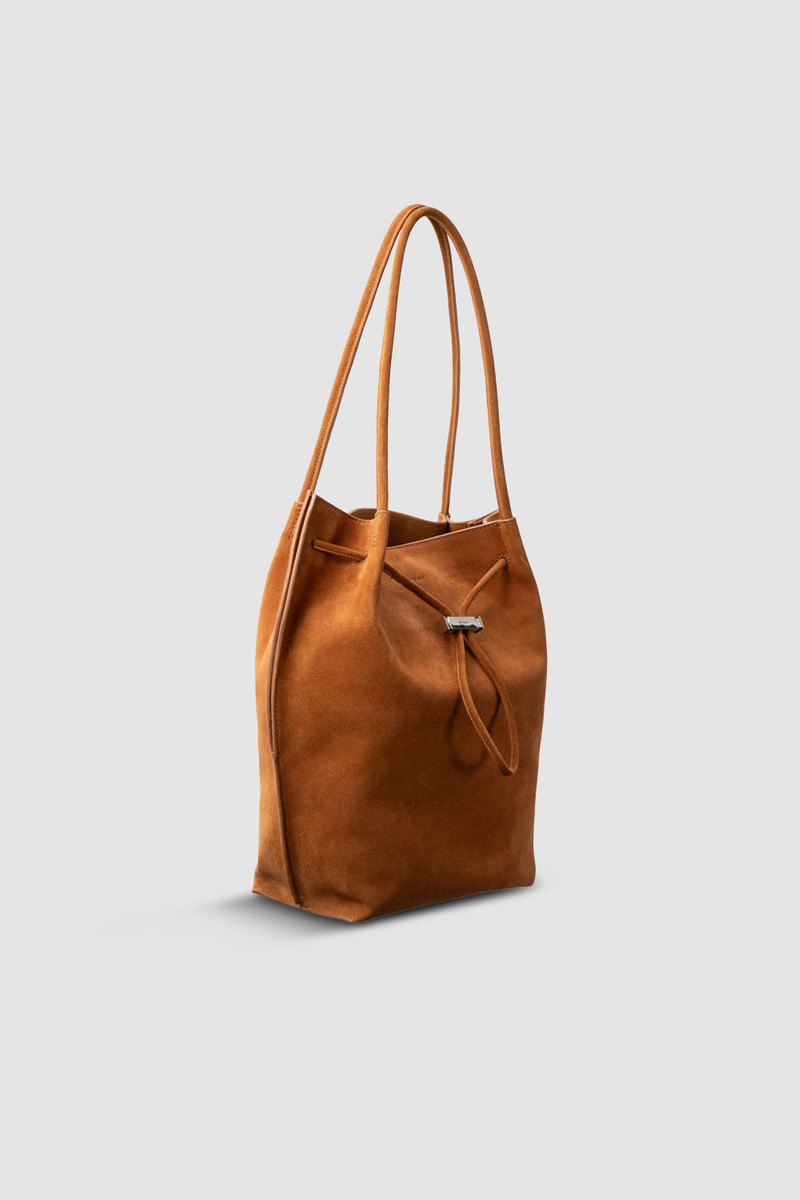 BY FAR Kayla Summer Tan Suede Leather Shoulder Bag outlook