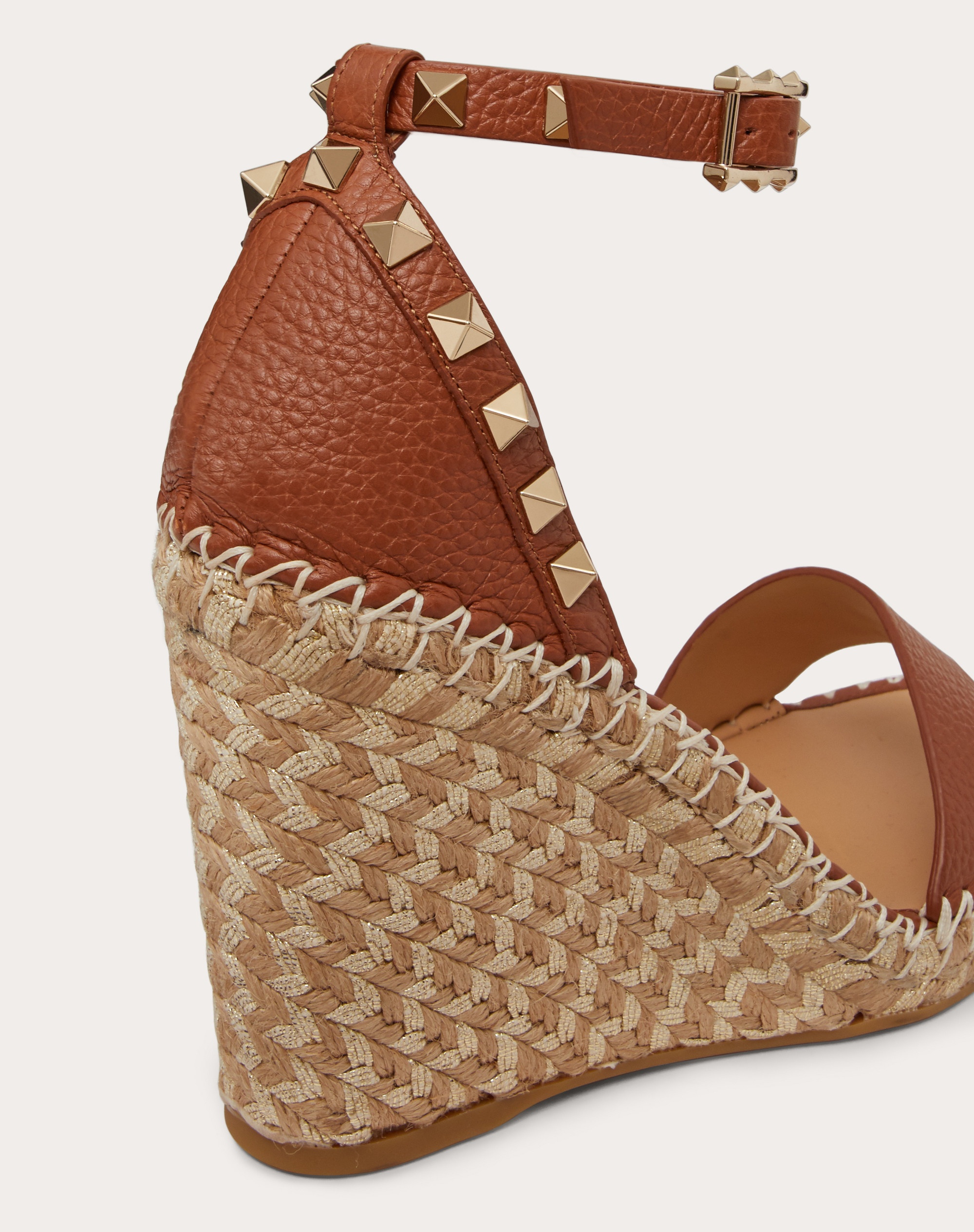 ROCKSTUD DOUBLE WEDGE SANDAL IN GRAINY CALFSKIN 105MM - 5