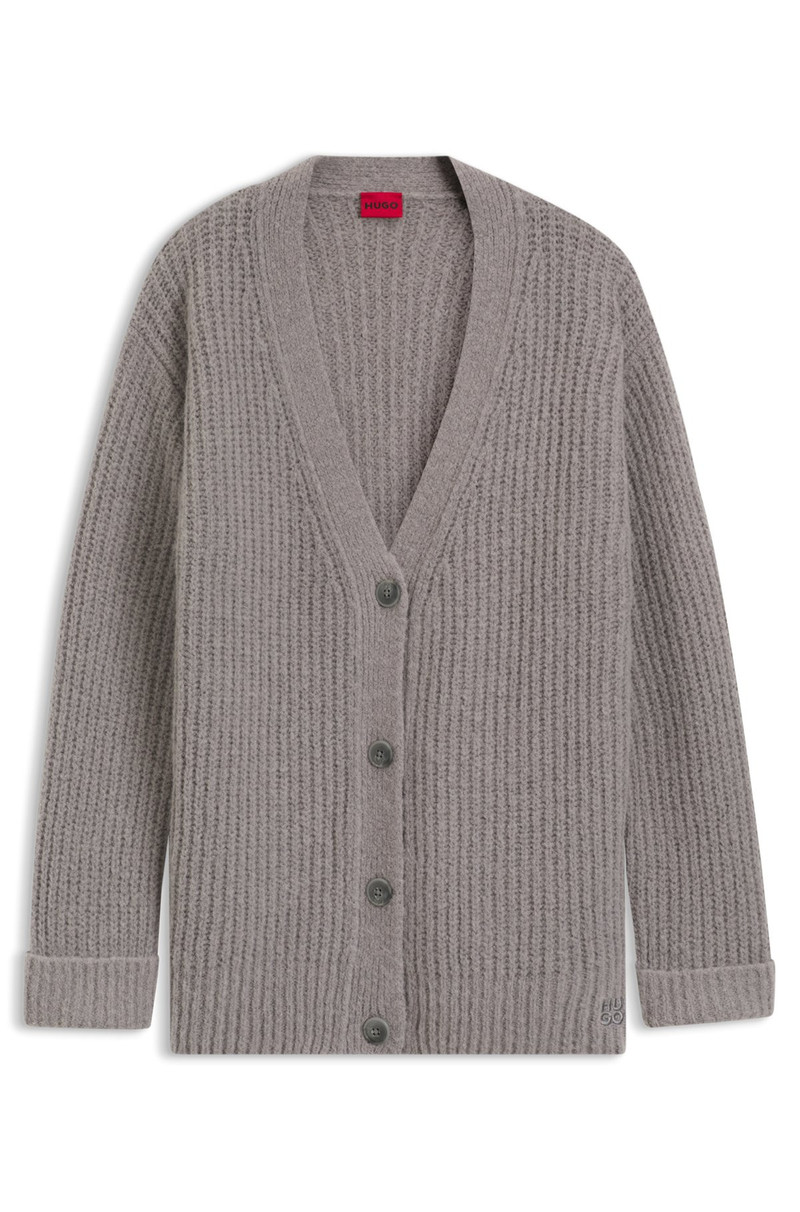 EMBROIDERED-LOGO CARDIGAN IN AN OVERSIZED FIT 1