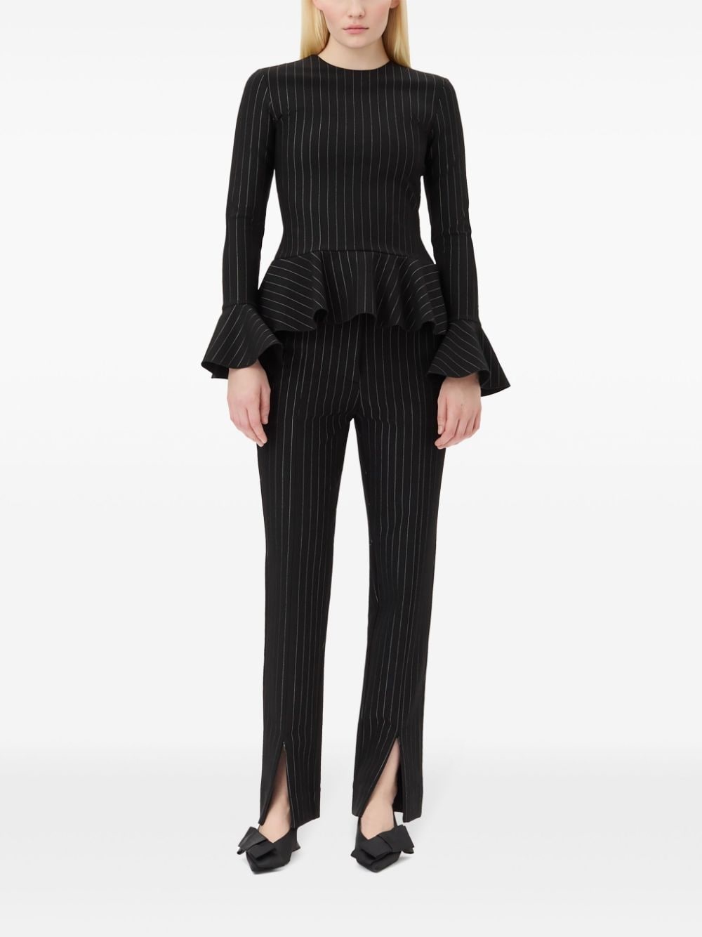 striped mid-rise trousers - 2