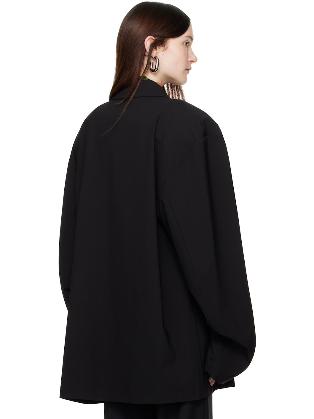 Black Padded Shoulder Jacket - 3