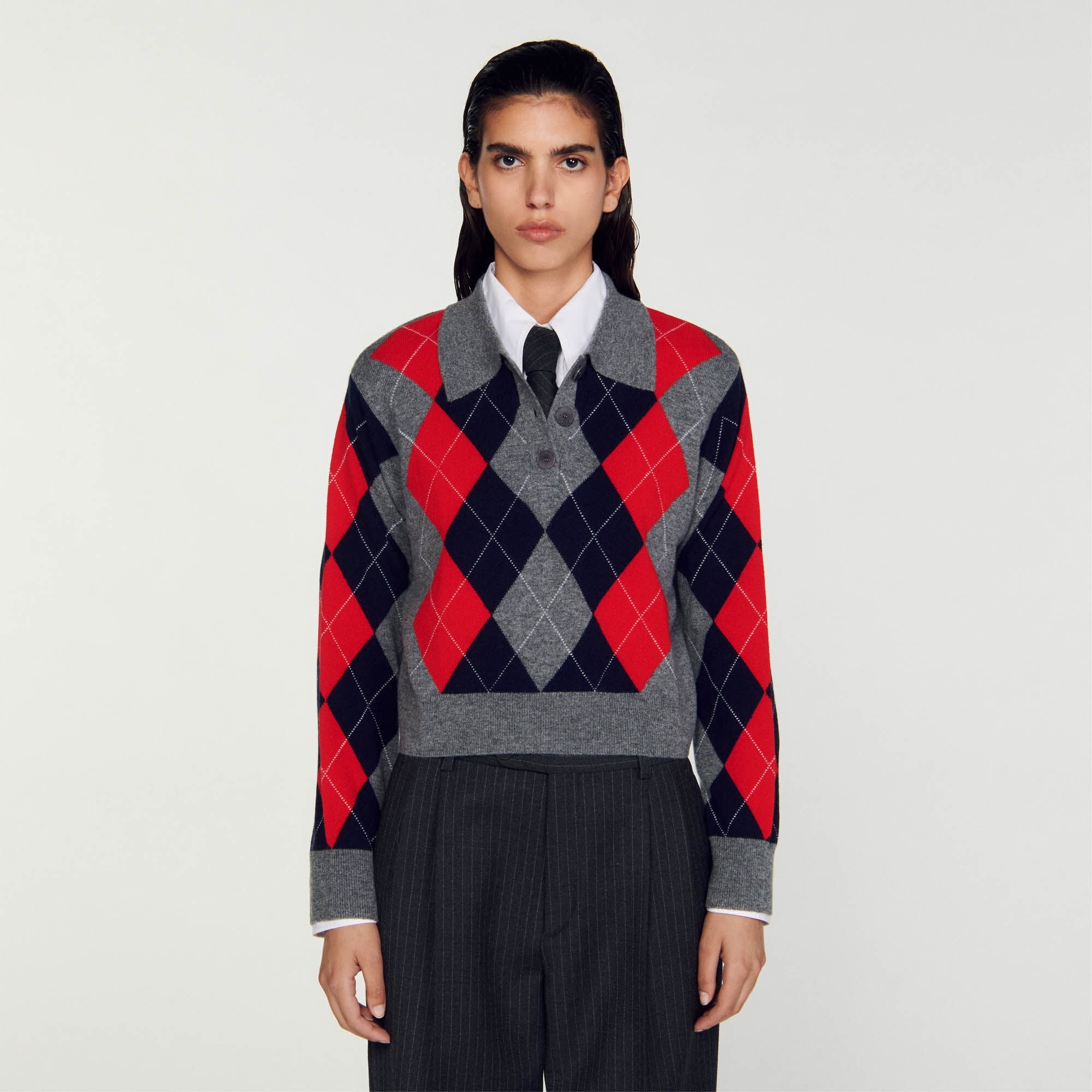 DIAMOND POLO NECK SWEATER - 5