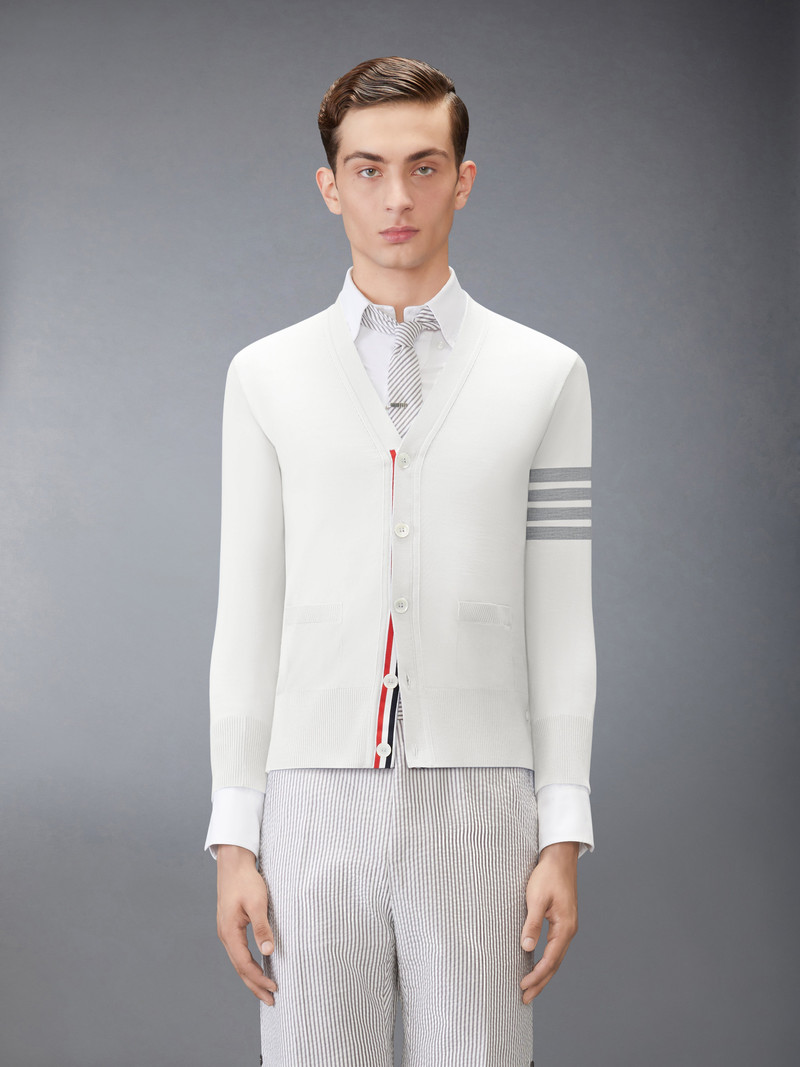 Thom Browne MERINO WOOL 4-BAR CLASSIC V-NECK CARDIGAN outlook