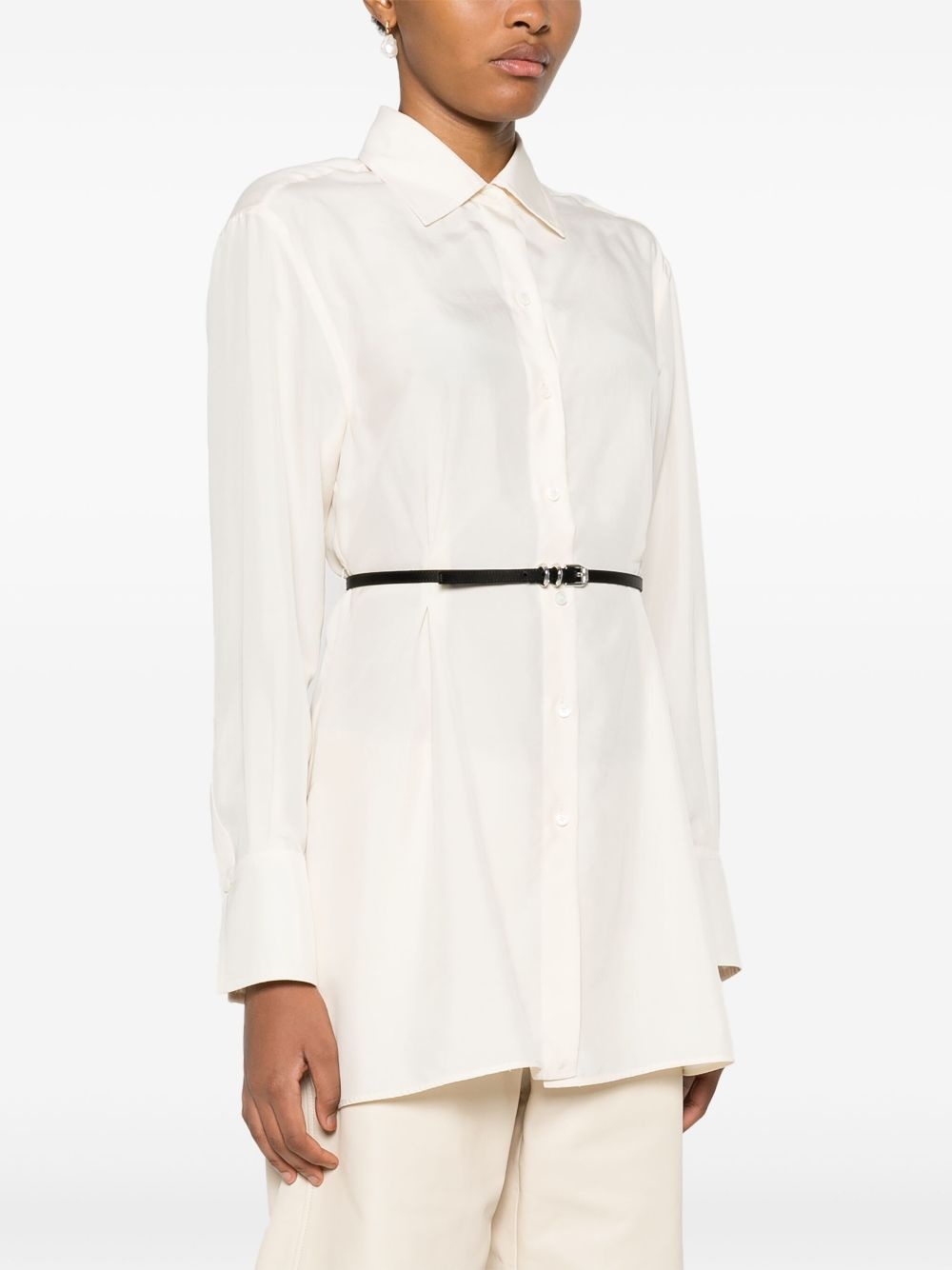belted silk shirt - 3