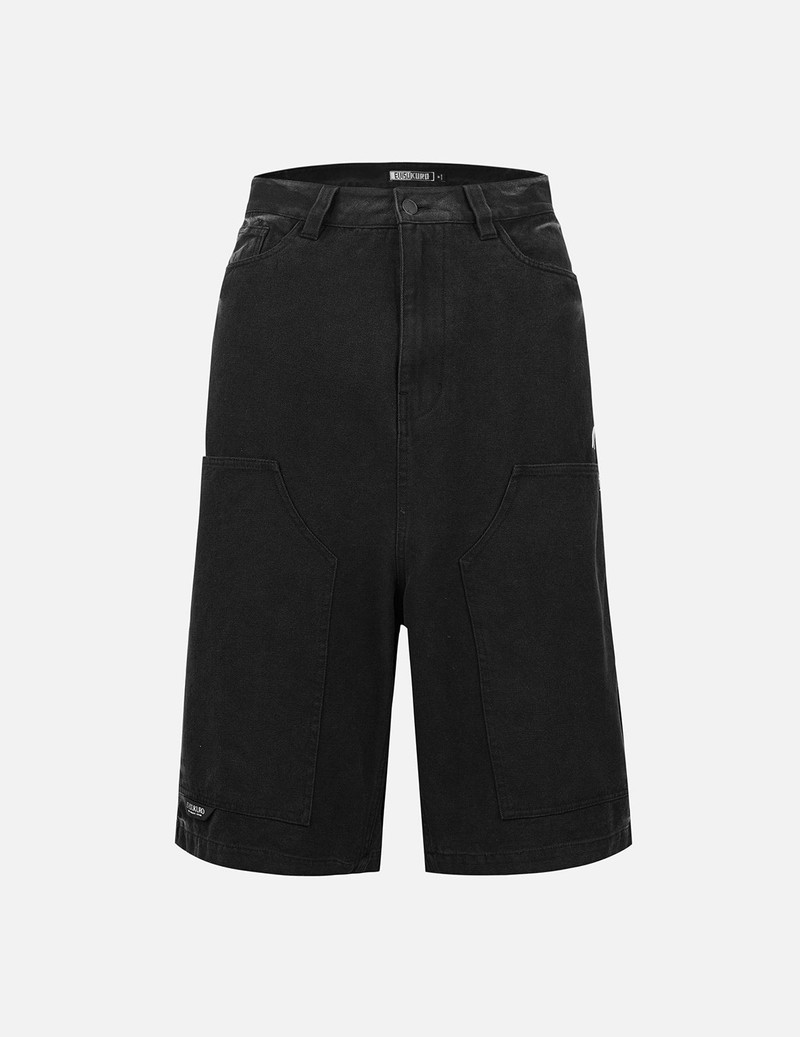EVISU Pigment Dyed Heavy Washed Fashion Fit Skateboard Shorts outlook