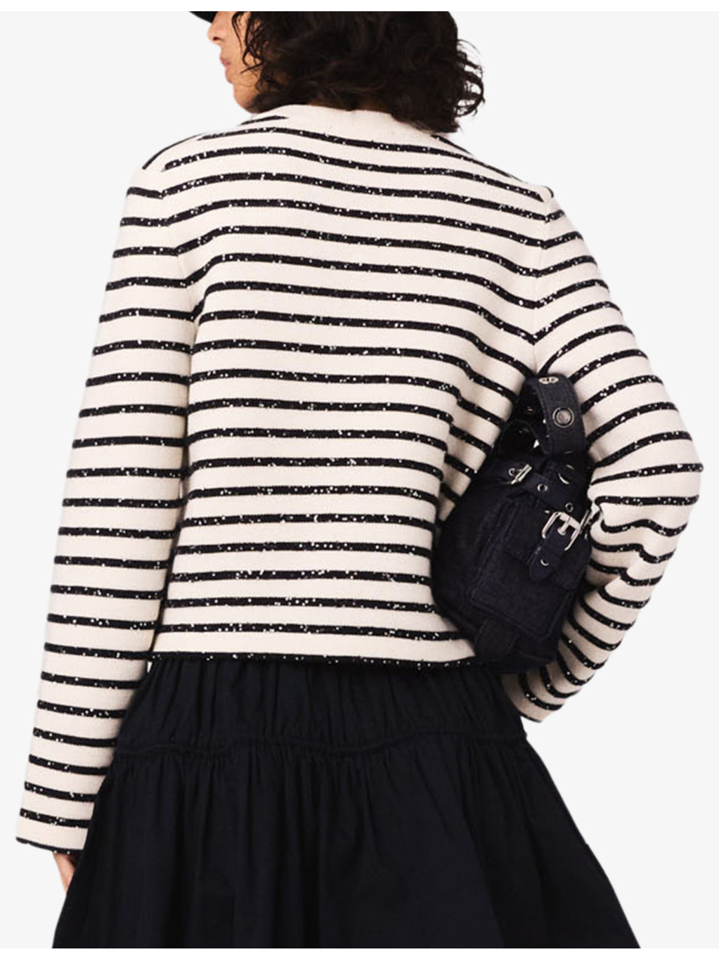 Striped Rhinestone-Embellished Knitted Cardigan - 4