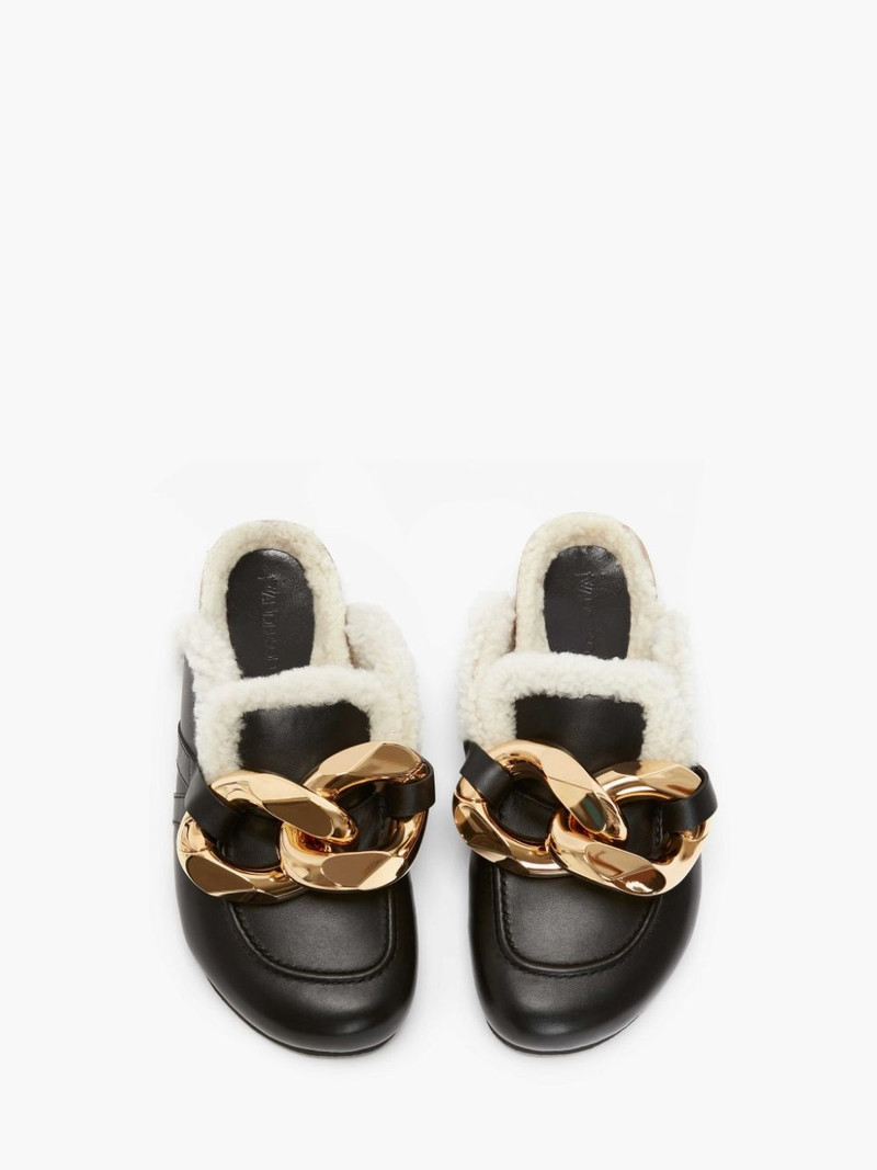 MEN’S SHEARLING CHAIN LOAFER MULES 4
