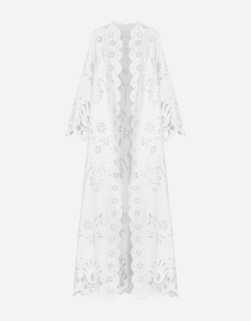 Cotton robe coat with macramé embroidery 1