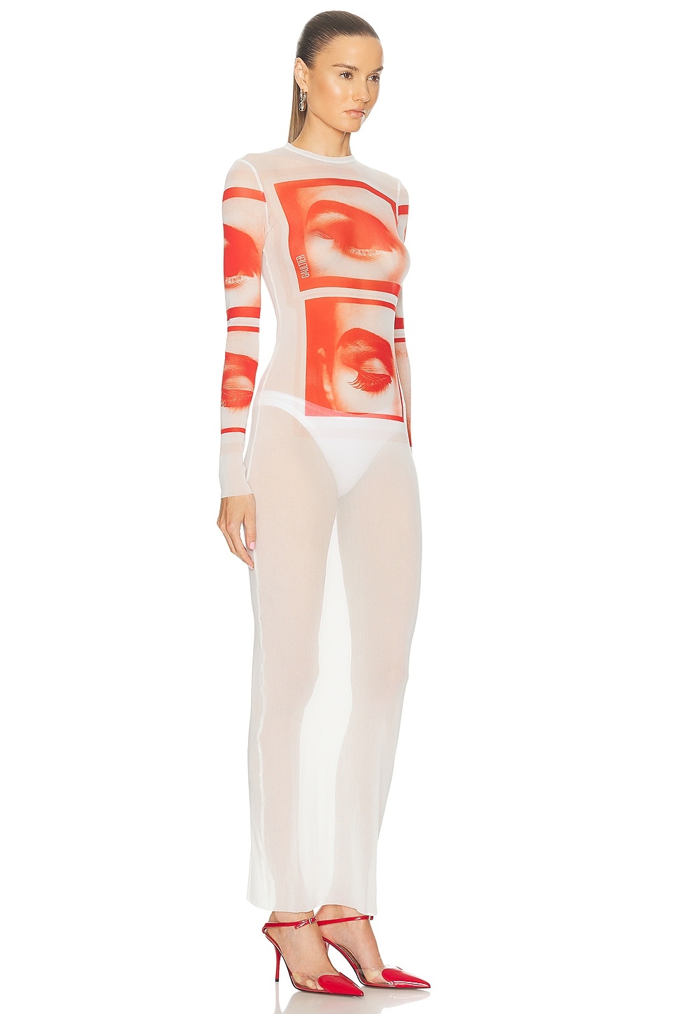 Eyes And Lips Mesh Long Printed Dress - 2
