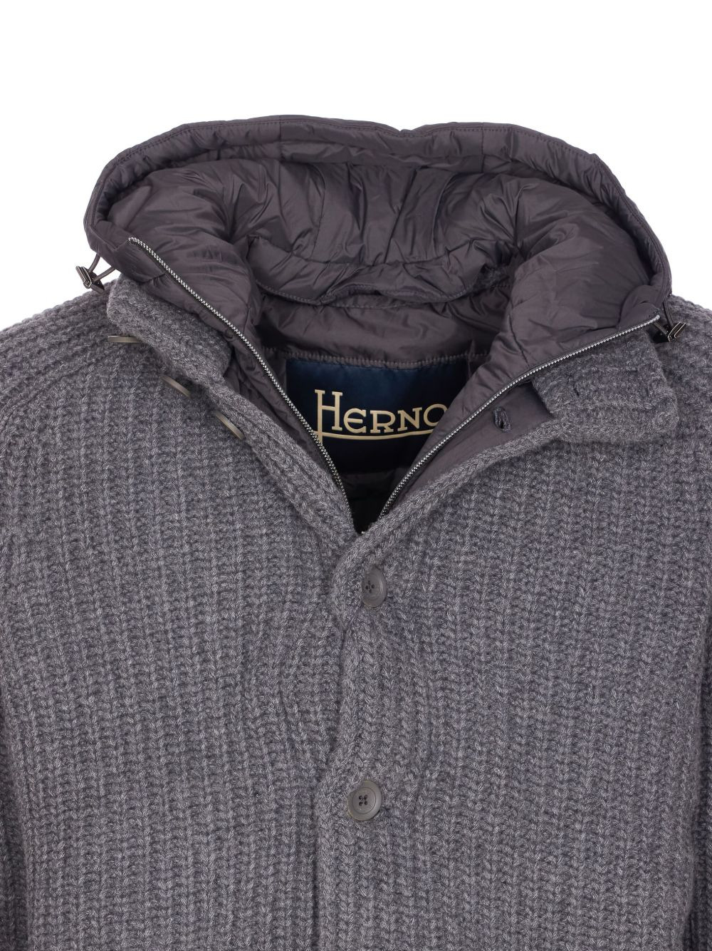 hooded knitted padded jacket - 4