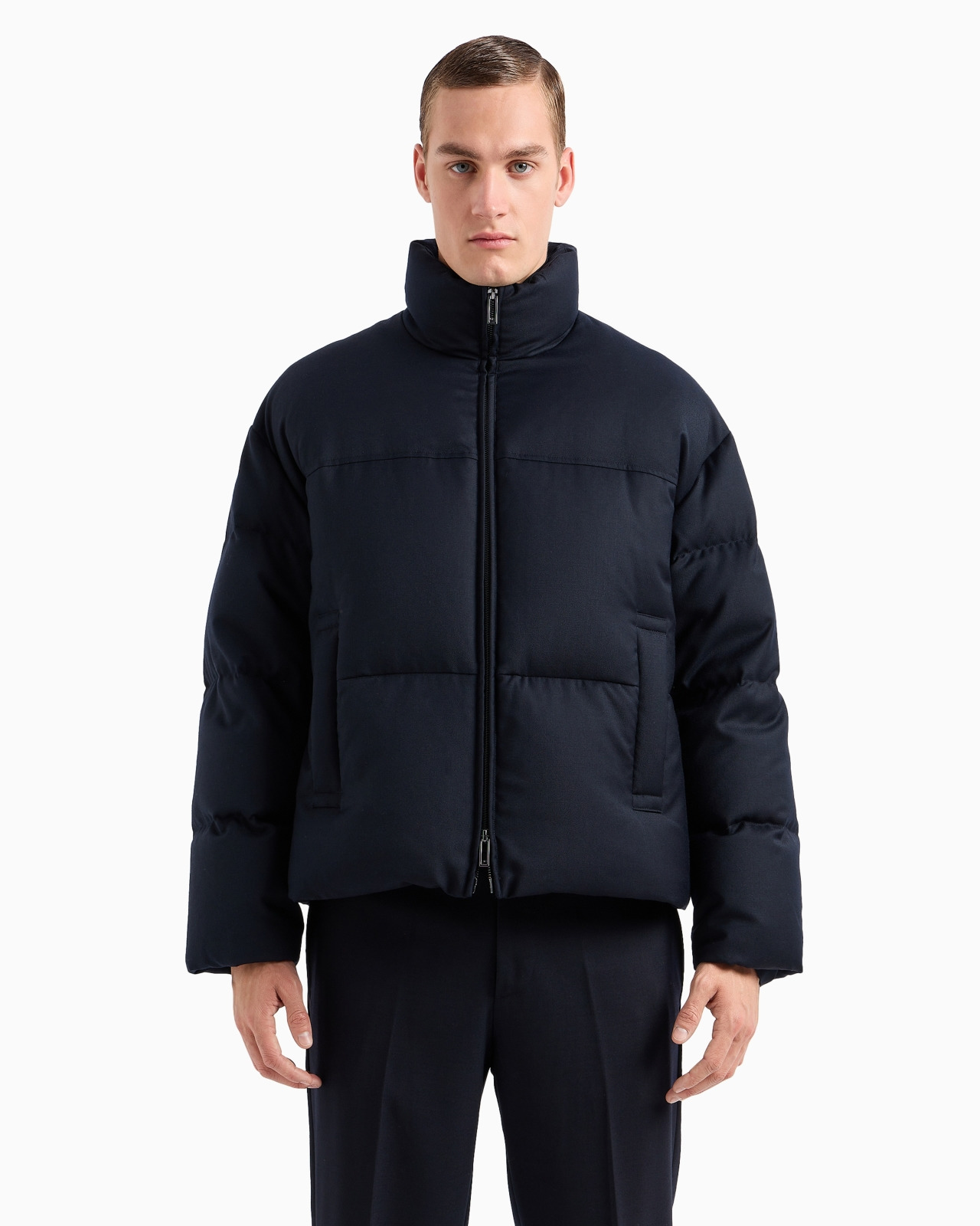 FULL-ZIP DOWN JACKET IN A QUILTED WOOL-BLEND TWILL - 2