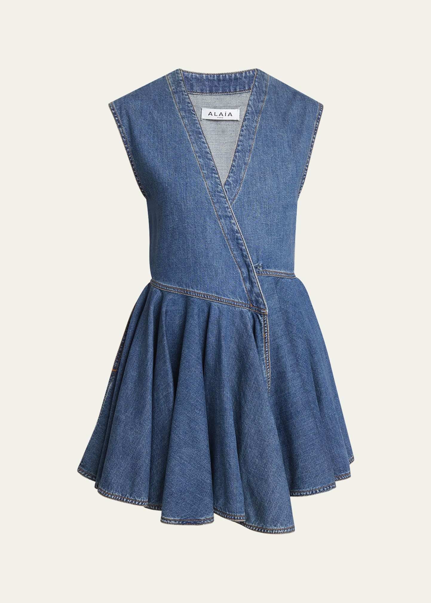 Sleeveless Denim Wrap Dress - 1