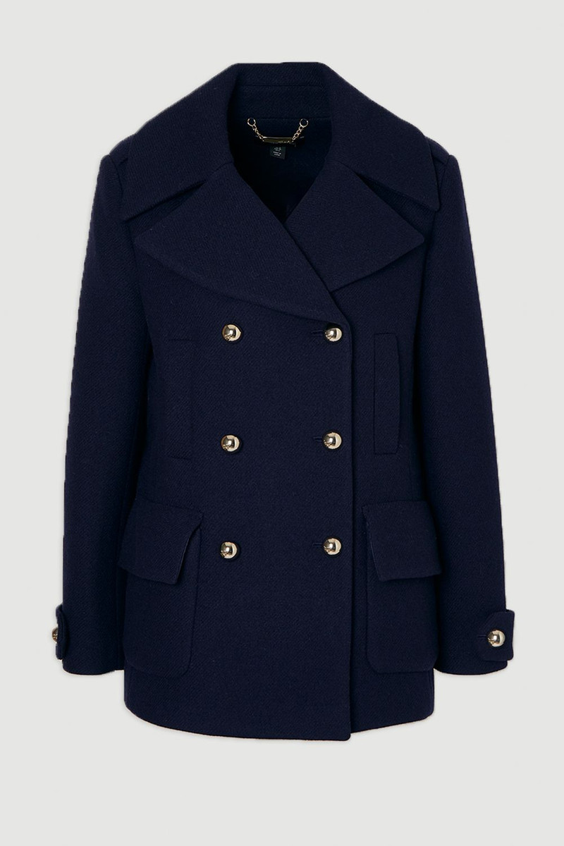 Wool Patch Pocket Tailored Short Coat 4
