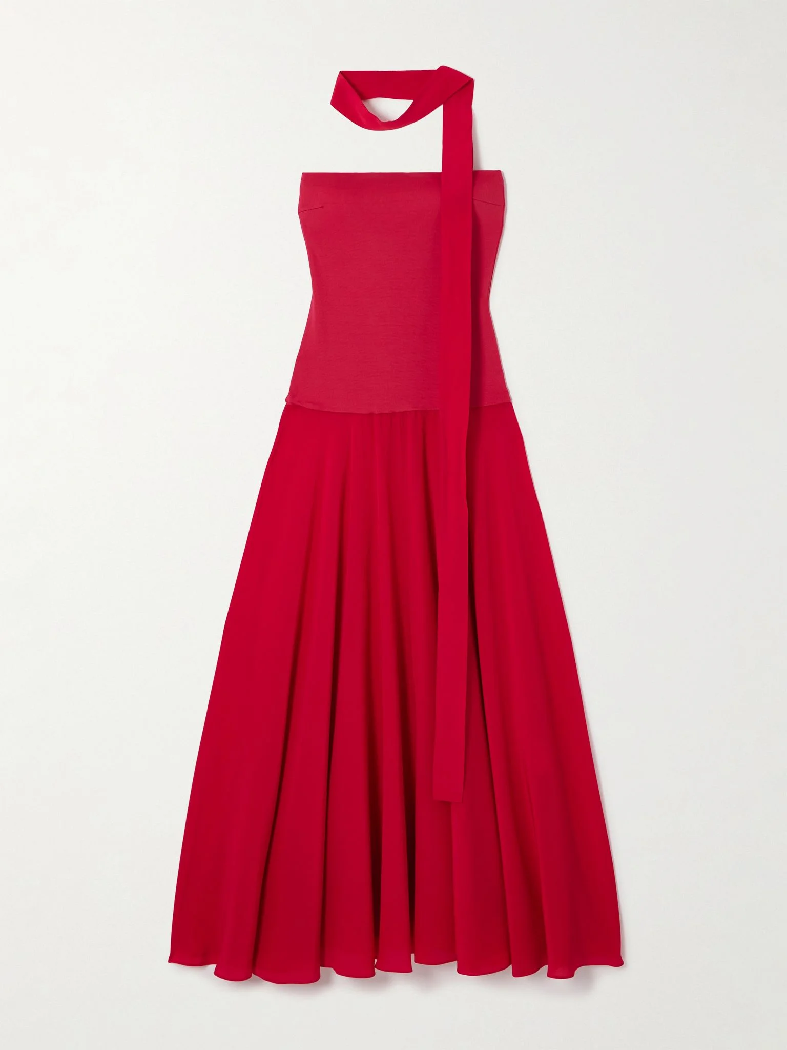 Illi strapless crepe and silk-satin maxi dress and tie Red - 1