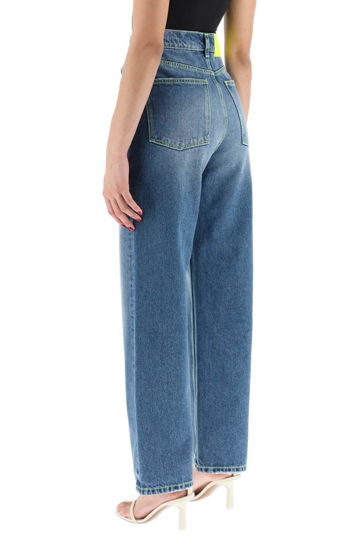 WIDE LEG JEANS WITH NEON STITCHING - 4