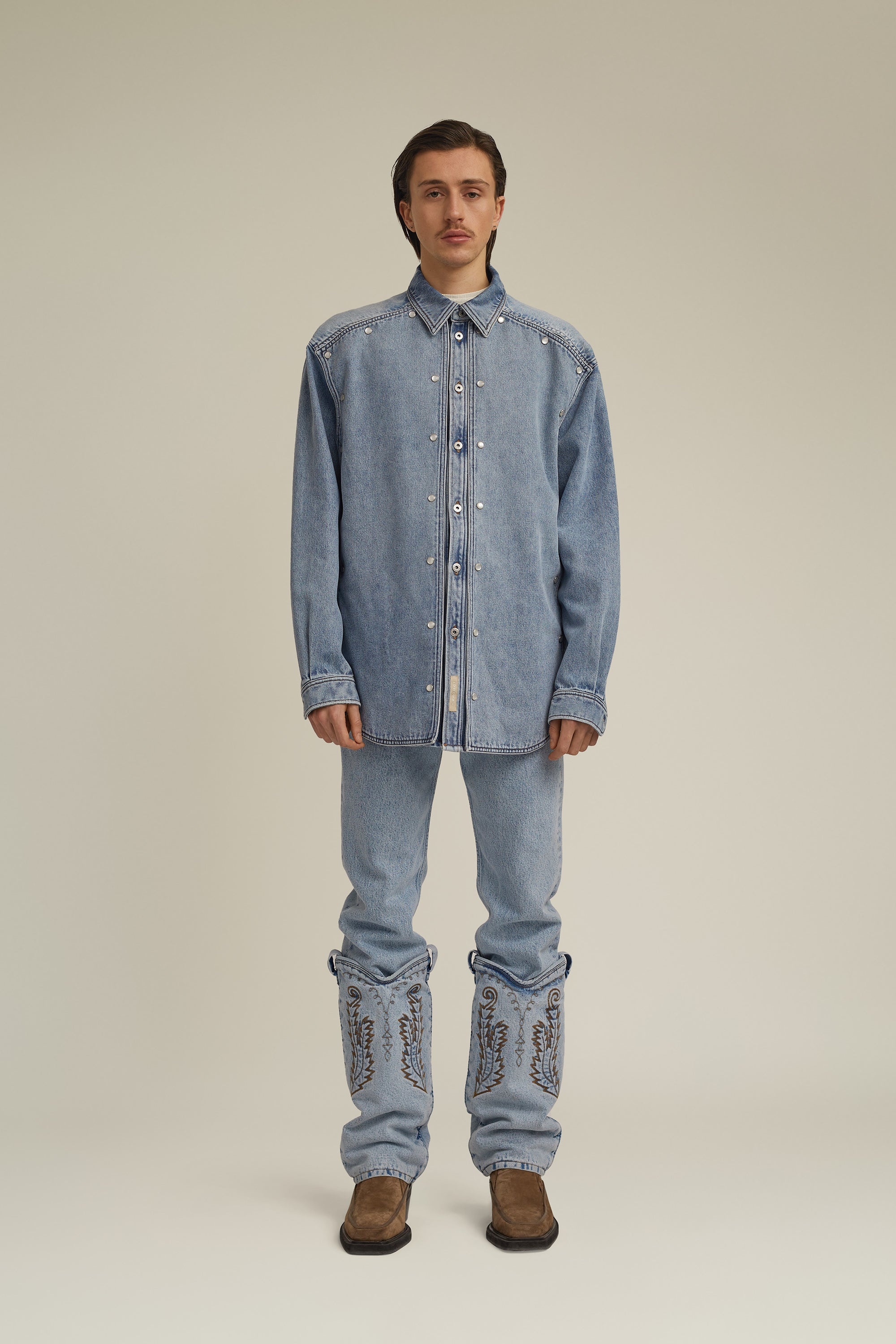 Snap Panel Denim Shirt - 8