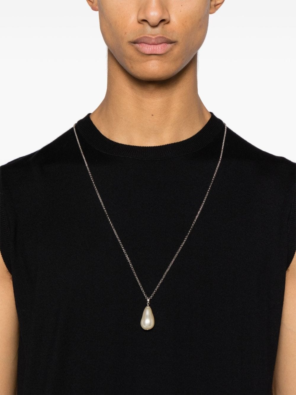 logo-plaque pearl-pendant necklace - 2
