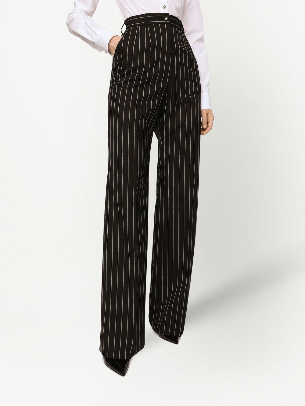pinstripe wide-leg trousers - 5
