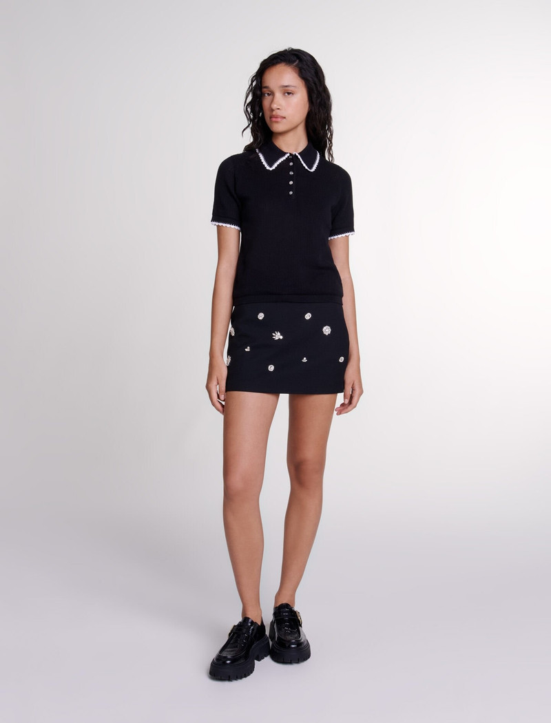 maje Pointelle knit polo shirt outlook
