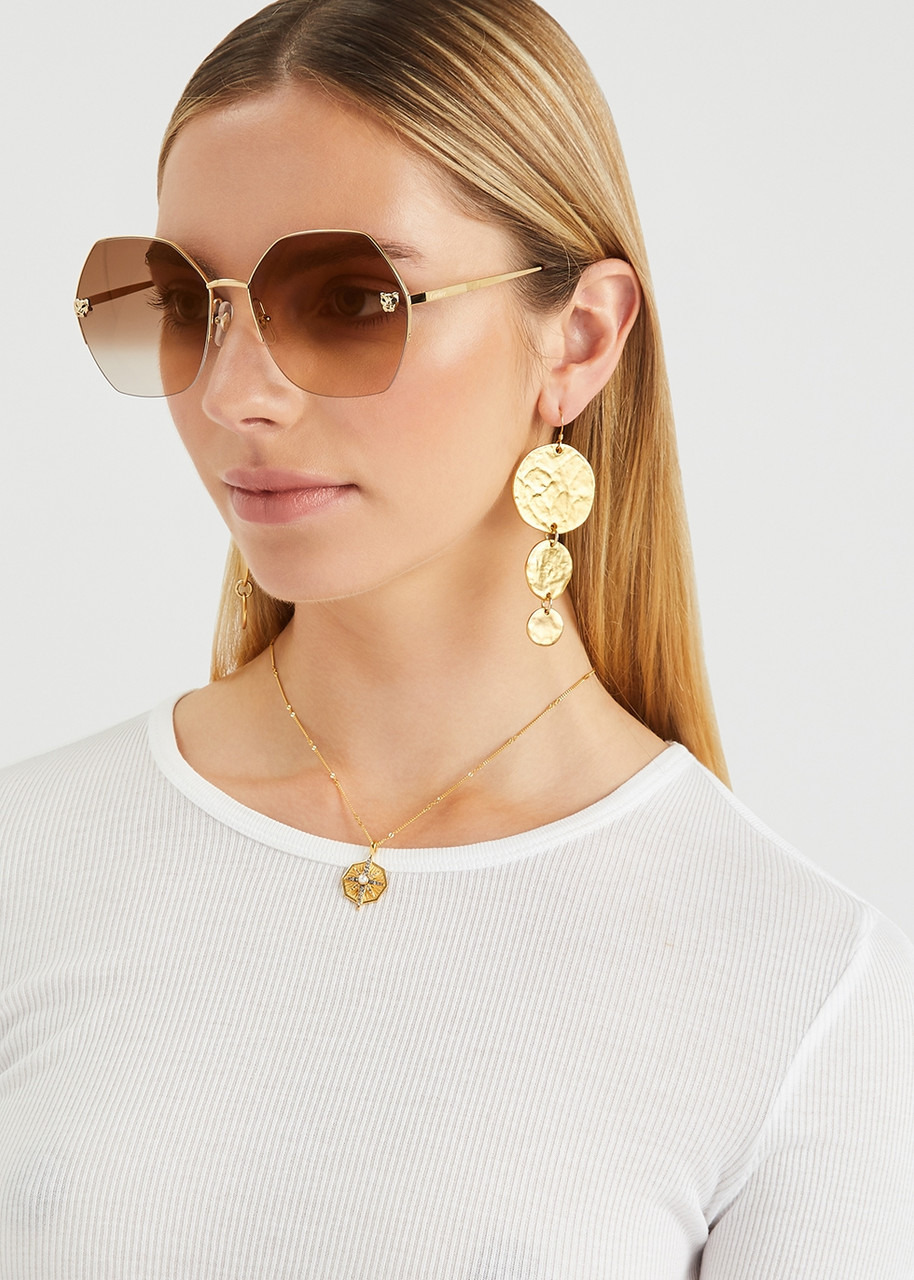 Cartier Panthère De Cartier Gold-tone Oversized, Sunglasses, Half Rim - 9