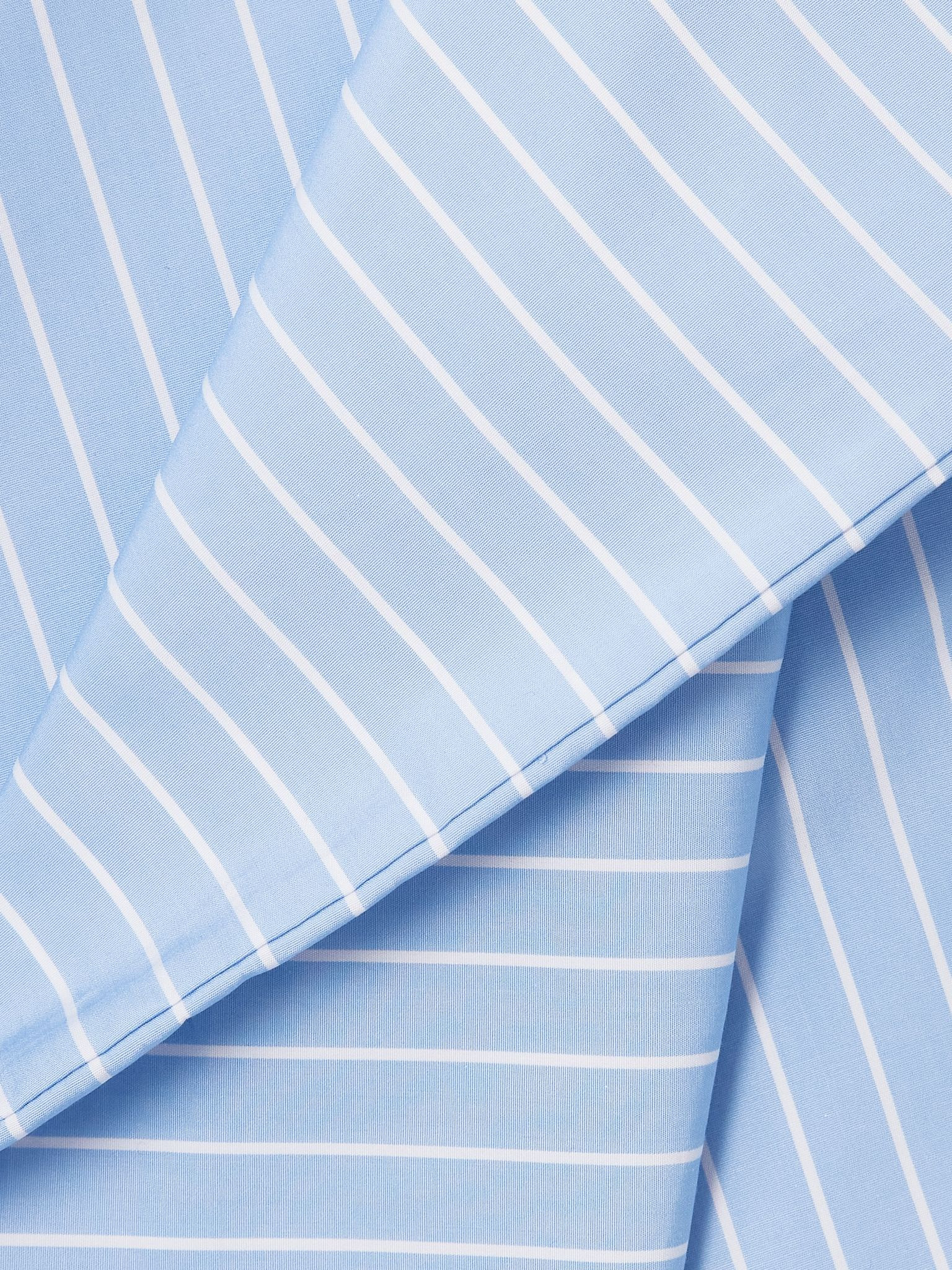 Bow-detailed striped cotton-poplin midi shirt dress Blue - 4