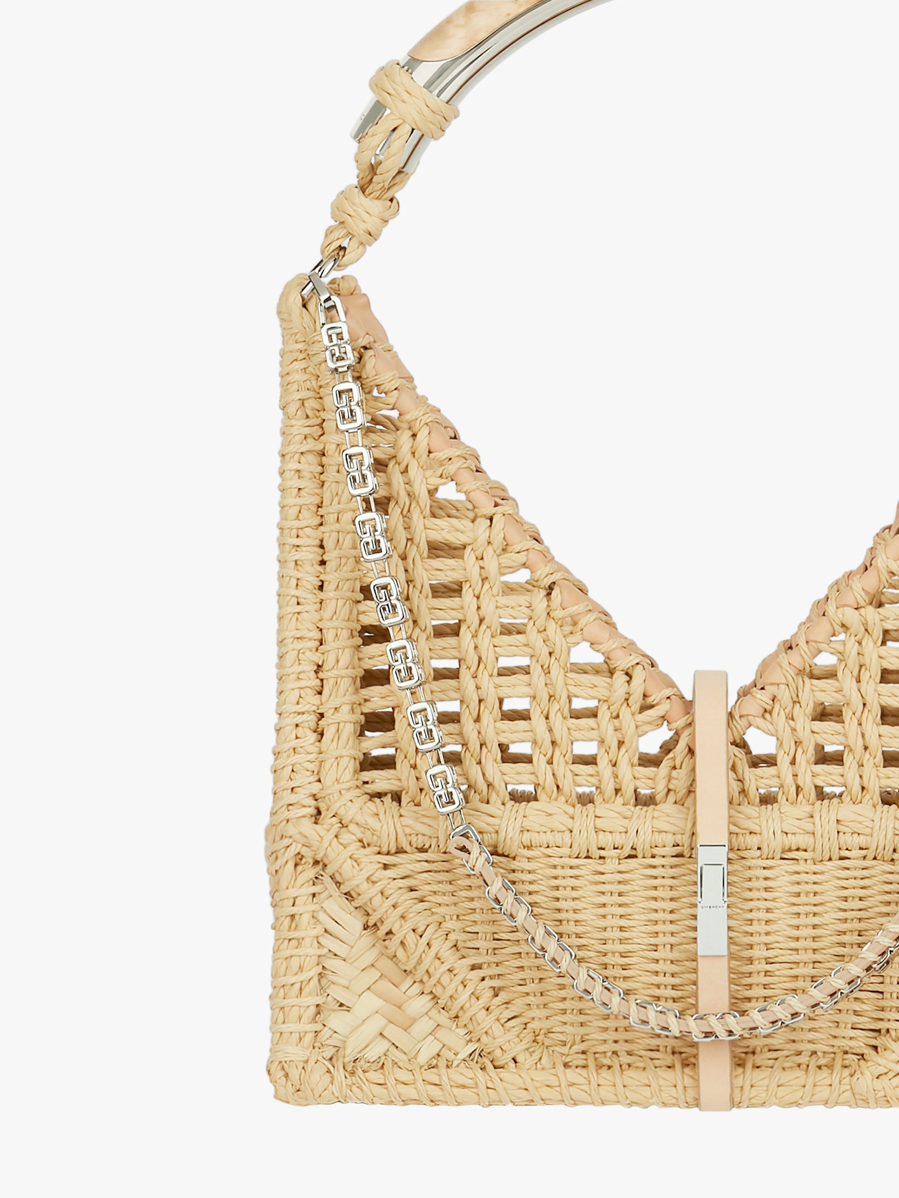 SMALL CUT OUT BAG IN BRAIDED RATTAN WITH CHAIN - 6