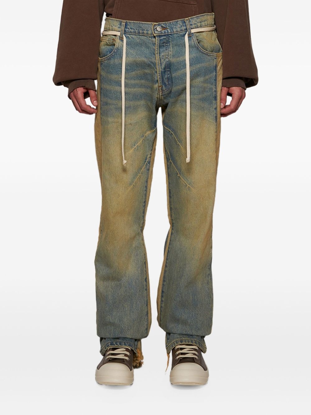 distressed drawstring jeans - 3