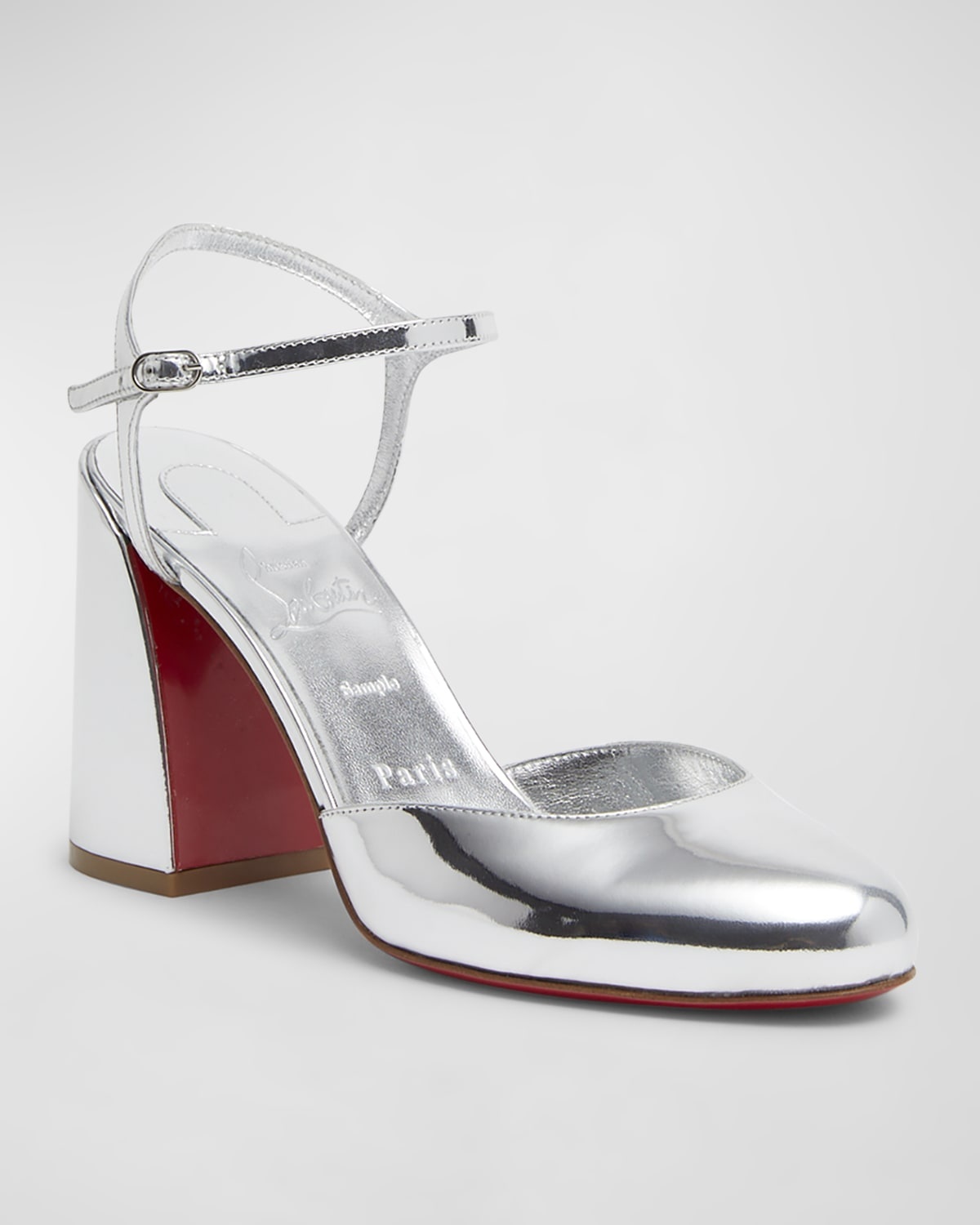 Jane Metallic Red Sole Ankle-Strap Pumps - 2