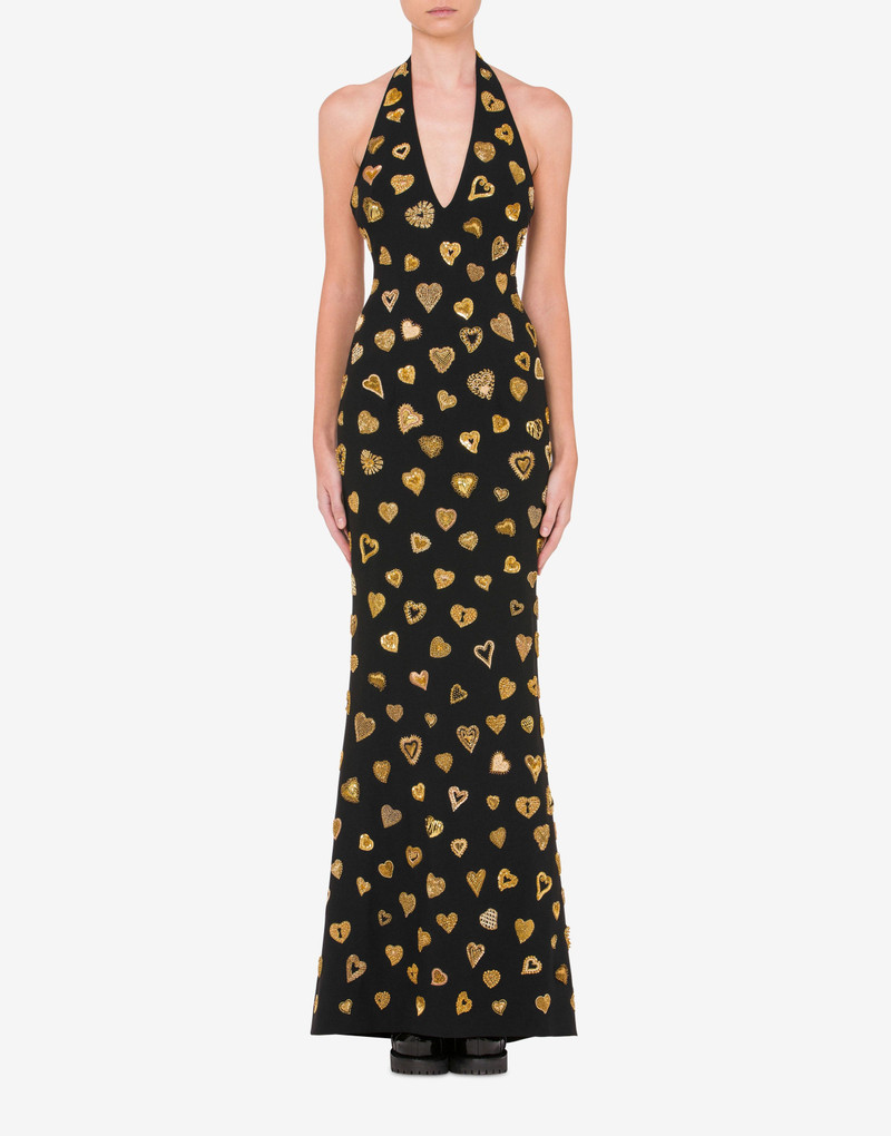 Moschino EMBELLISHED HEARTS LONG DRESS outlook