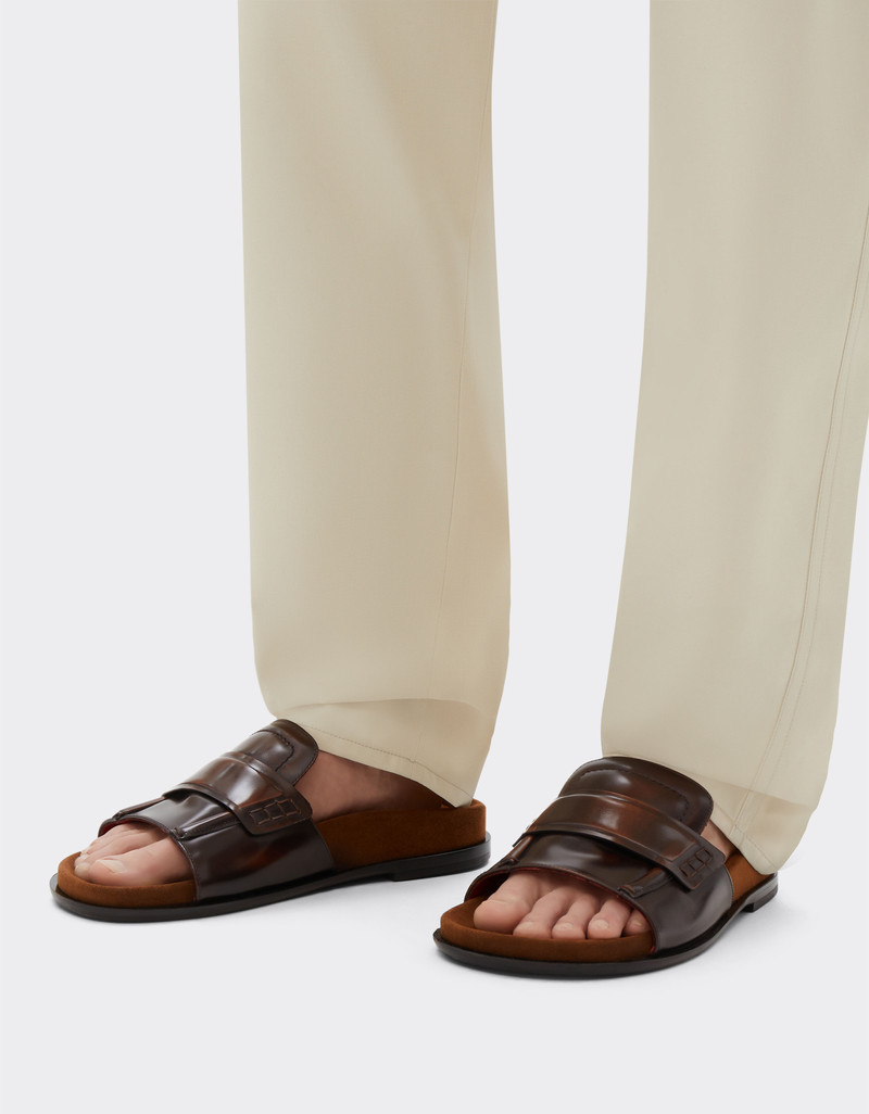 Ferrari Slide loafers in brushed leather outlook