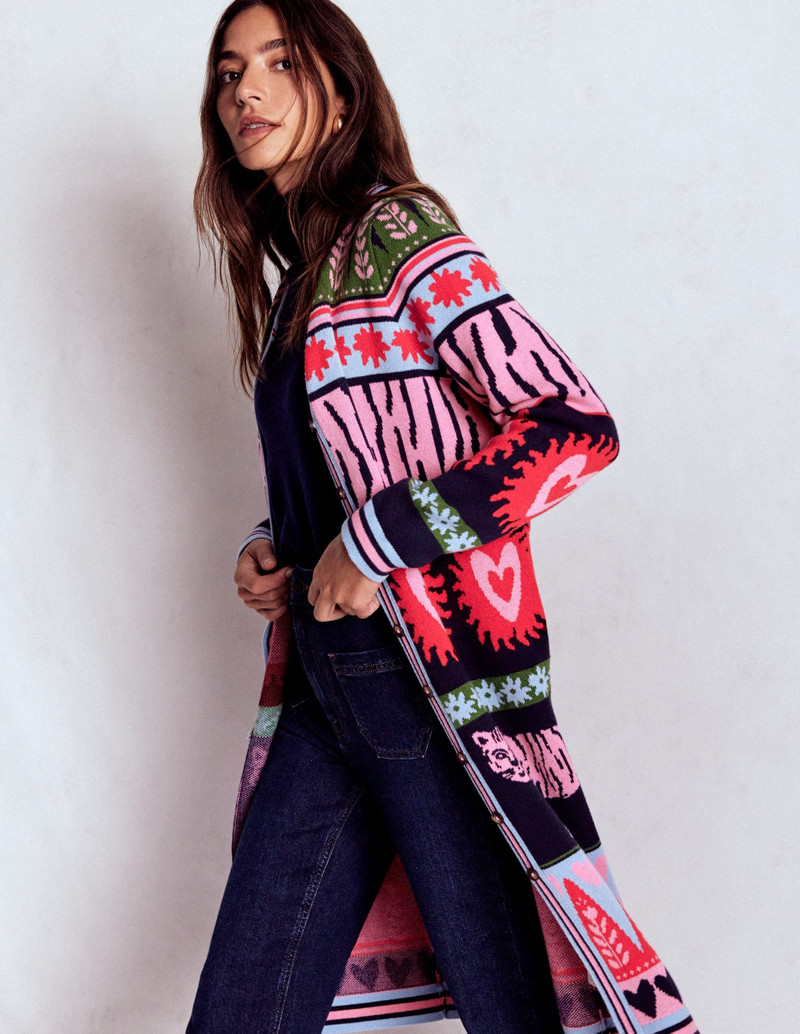 Long Jacquard Cardigan-Navy Tigers 3