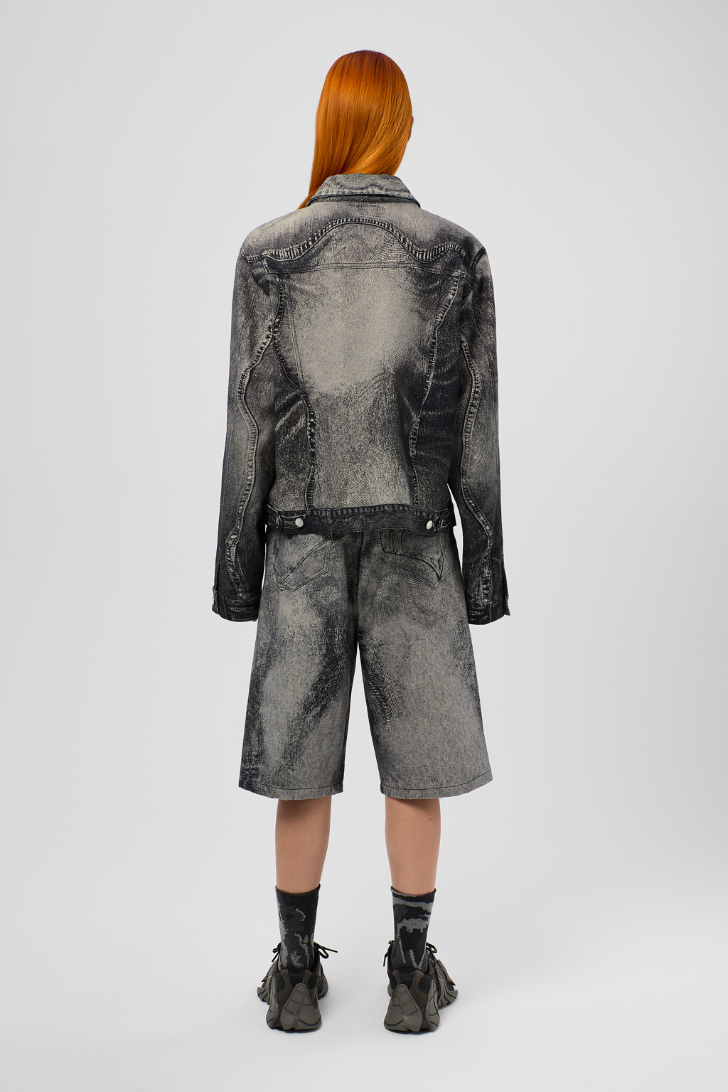 Black-Grey Denim Shorts - 4