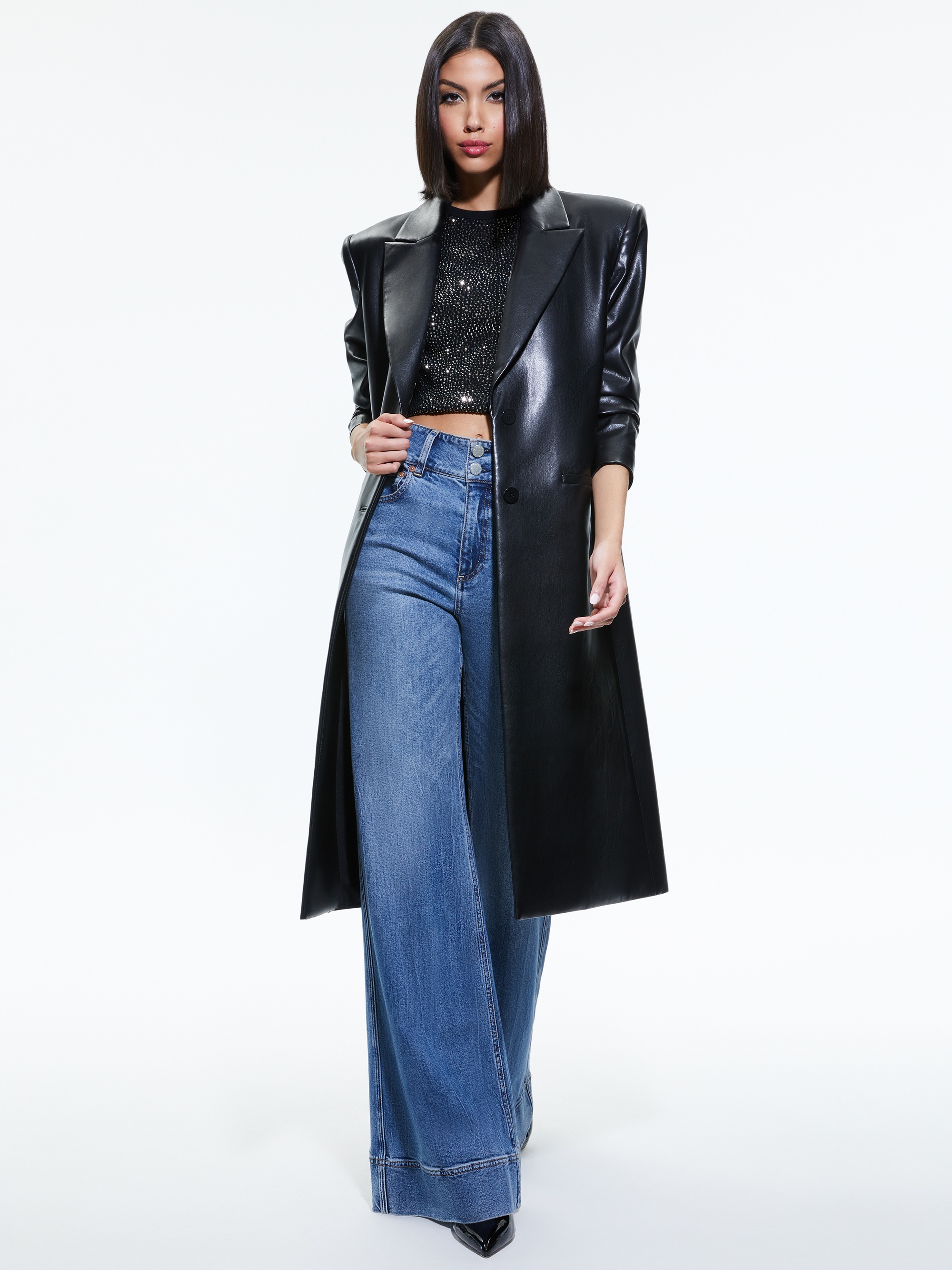 FIERRO VEGAN LEATHER LONG BLAZER - 2