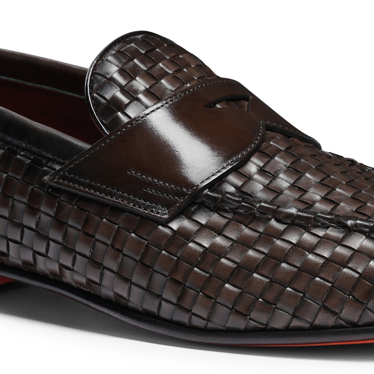 Men's brown woven leather loafer - 6