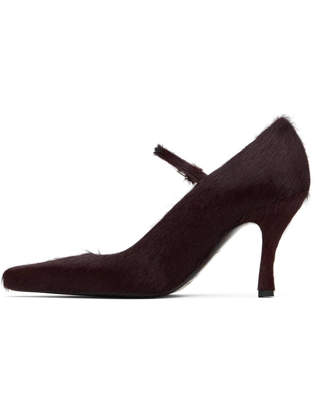 Burgundy Kabel Pony-Effect Leather Heels - 3