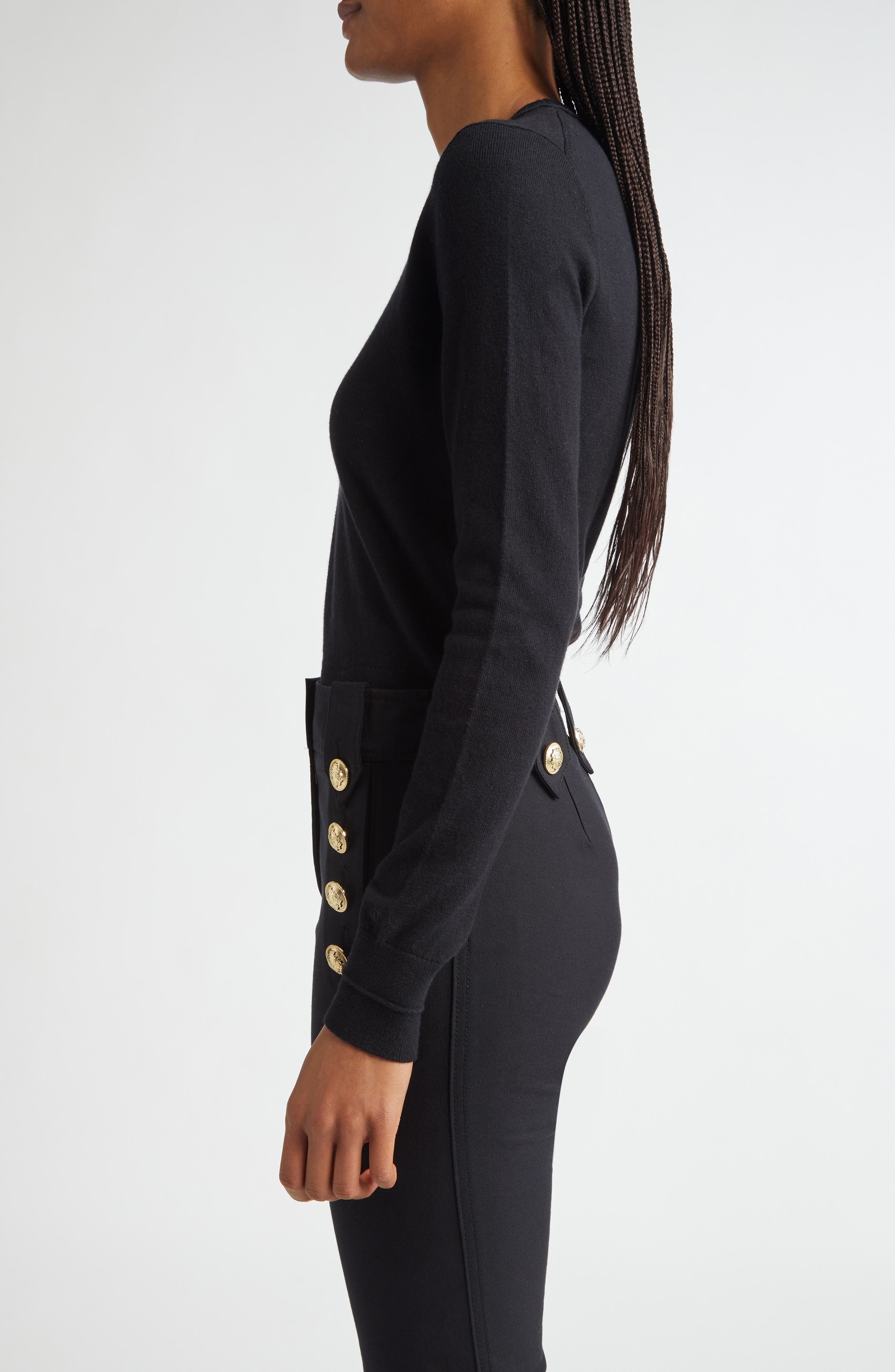 Derek Lam 10 Crosby Alizee Crewneck Cotton & Cashmere Sweater in Black at Nordstrom - 4