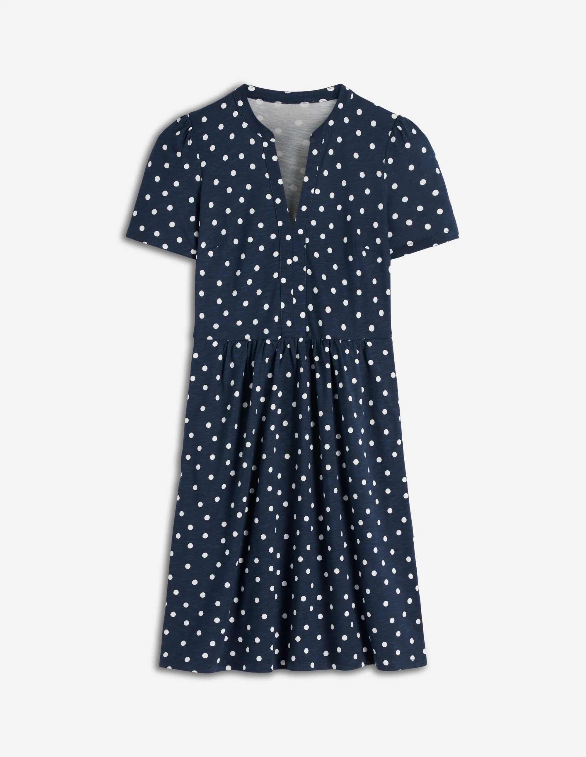 Naomi Short Jersey Dress-French Navy, Painted Dot - 1