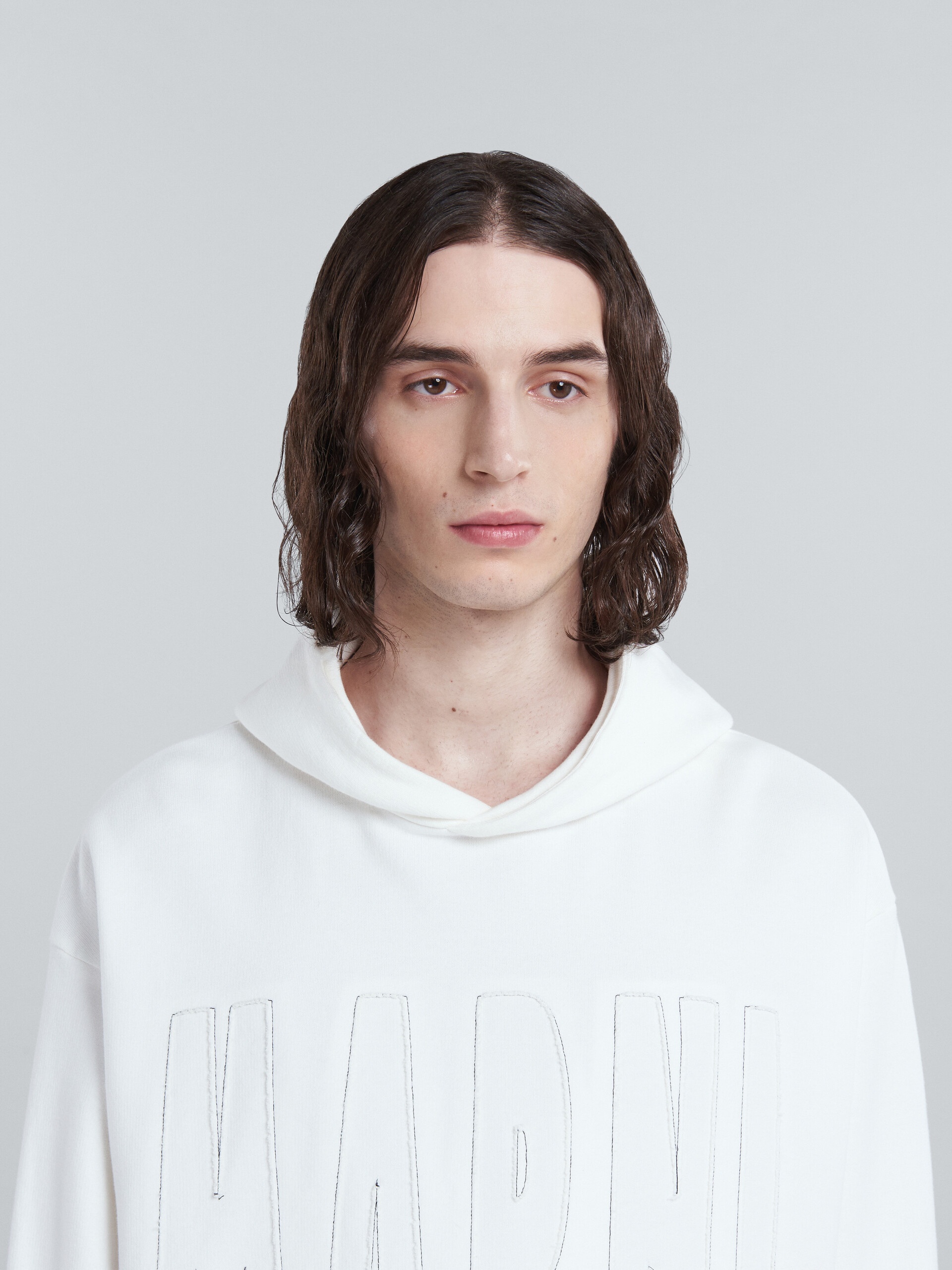 WHITE COTTON SWEATSHIRT WITH MARNI LOGO - 4