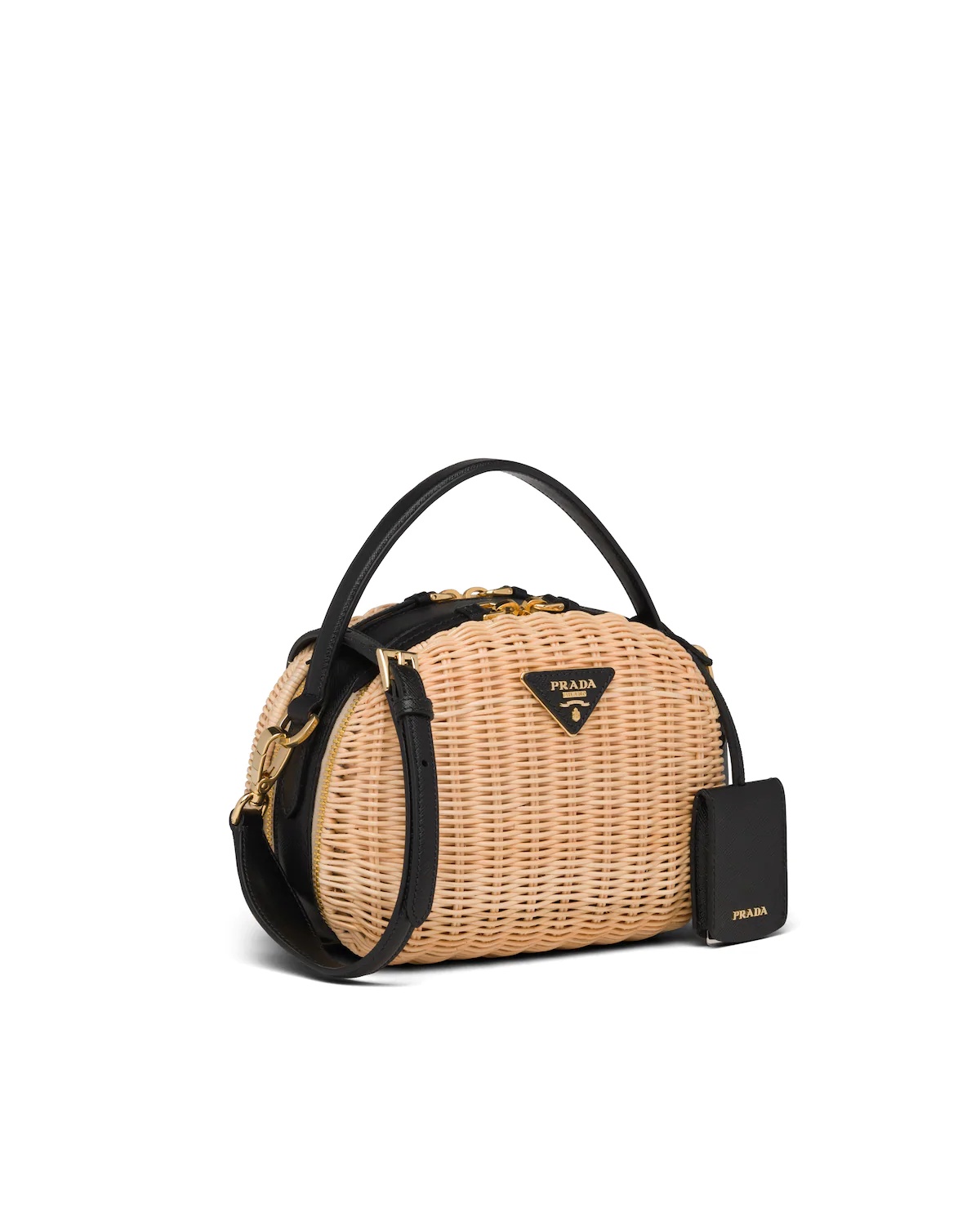 Wicker and Saffiano leather shoulder bag - 3