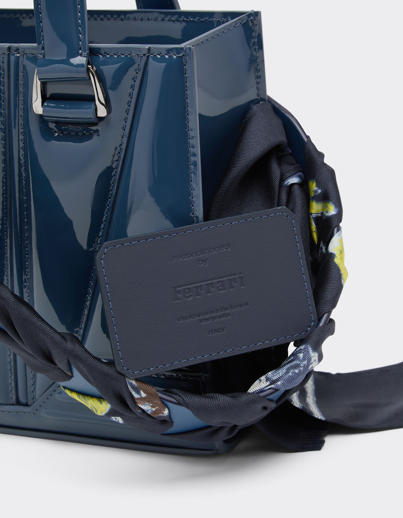 Reconditioned by Ferrari GT mini tote bag in patent leather with Shelley scarf 7