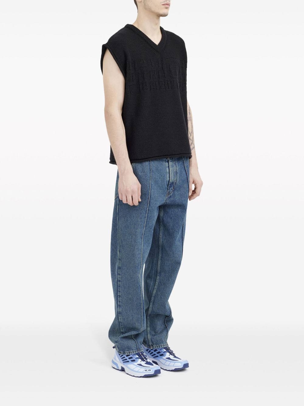 number-motif embroidered vest - 3