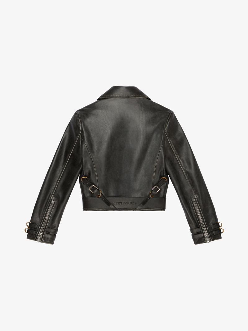 VOYOU SHORT BIKER JACKET IN LEATHER 5
