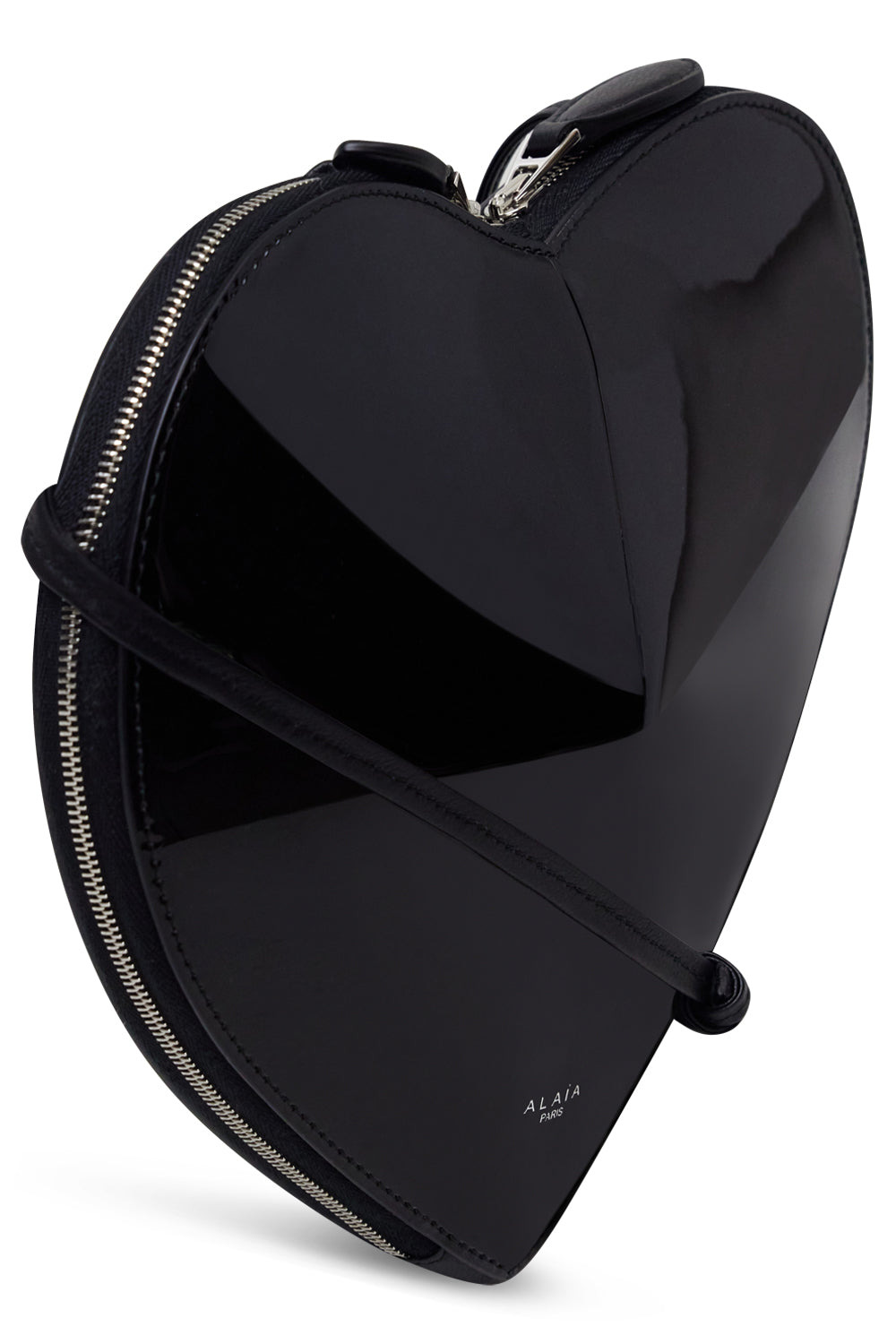 LE COEUR PATENT HEART SHAPE BAG | BLACK - 2