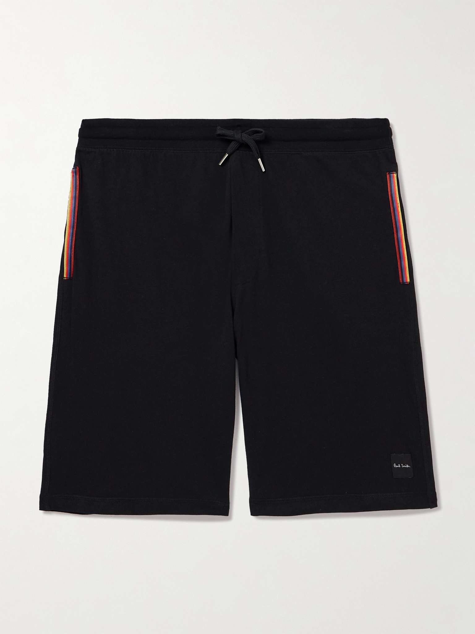 Straight-Leg Grosgrain-Trimmed Cotton-Jersey Drawstring Shorts - 1