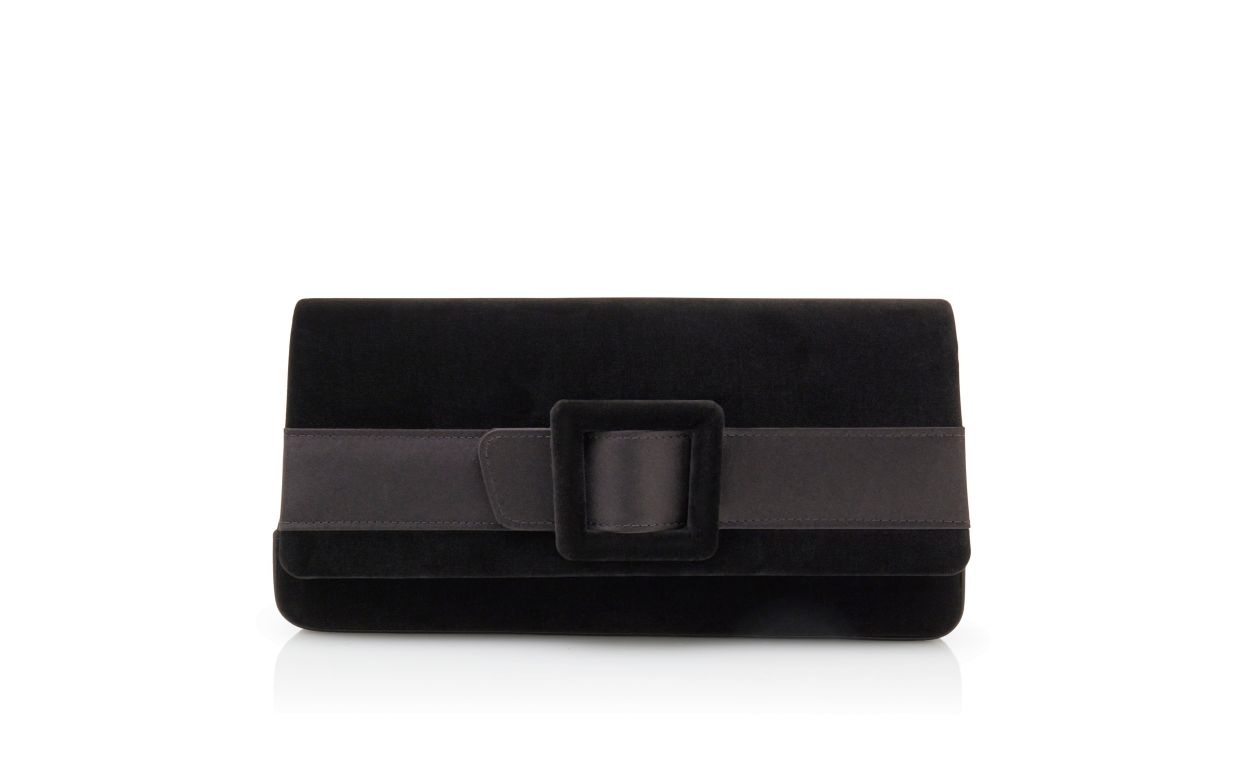 Black Velvet Buckle Clutch - 1