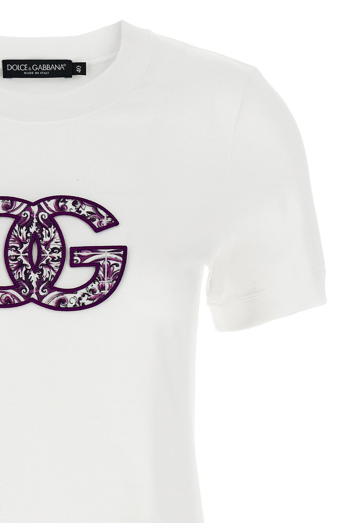 Dolce & Gabbana Women 'Maiolica' Logo Patch T-Shirt - 4