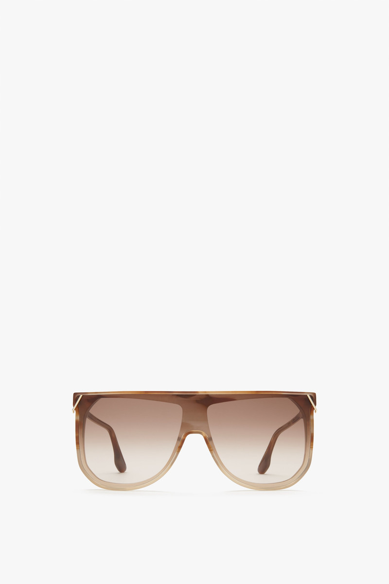 Classic Flat Top V Sunglasses in Striped Honey 1