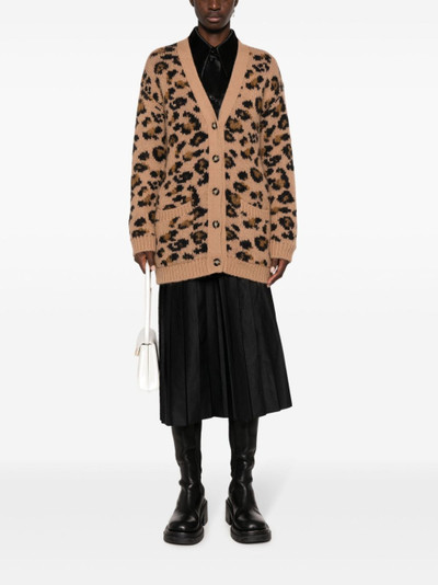 Valentino leopard-intarsia V-neck cardigan outlook