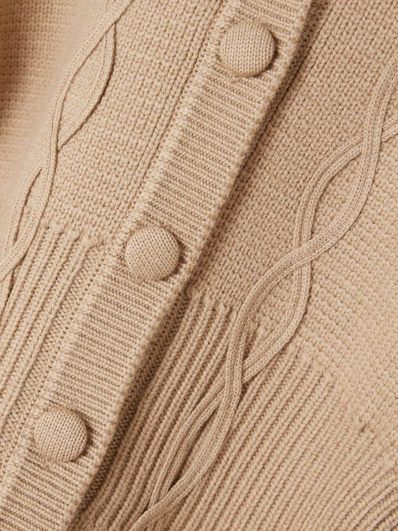 Adrian ribbed cable-knit wool cardigan Camel - 4
